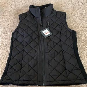 Women’s black puffer vest, never worn!